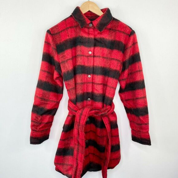BB Dakota Wild and Wooly Bright Red Wool Blend Coat Women's Size Small S - Picture 1 of 11